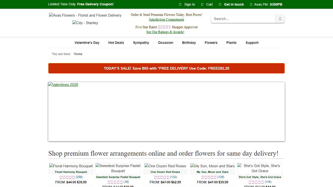 Stanley Florist. Stanley WI Flower Delivery. Avas Flowers Shop